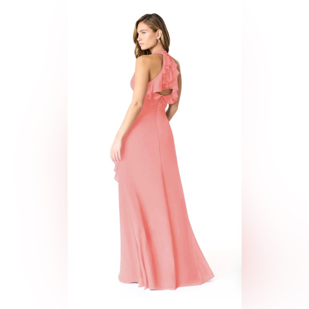 AW. BRIDAL. Elegant Pink Ruffle Maxi Dress. Size 8